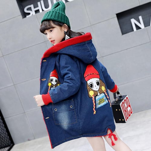 Winter Children Plus Velvet Denim Jacket Winter Big Children Girl