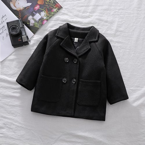 Winter Grid Jackets Boys Girl Woolen Double breasted Baby Boy