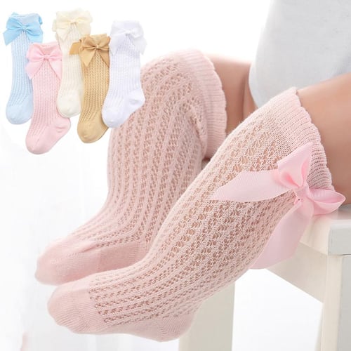 Cute Bows Kids Socks Summer Mesh children Baby Girl Knee High