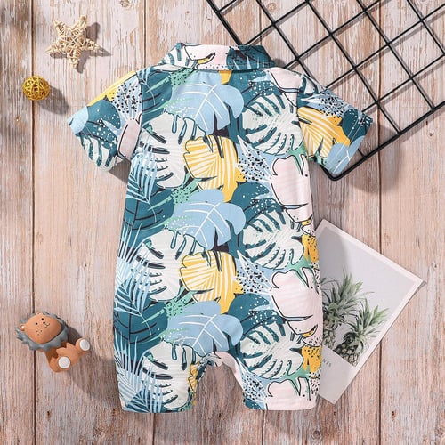 Sagit Toddler Infant Baby Cartoon Floral Print Button Short Sleeve