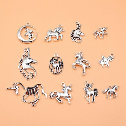 12pcs set Unicorn Charms Jewelry Making Supplies Findings Popular