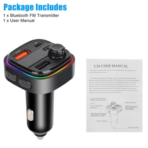 C26 FM Transmitter For Car Bluetooth compatible 5.0 Hands free