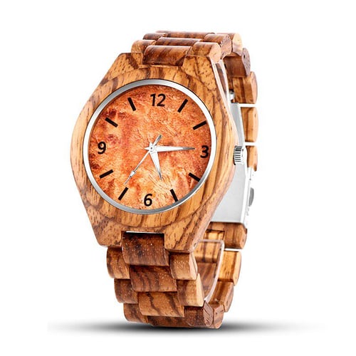 Men Watch Wood Watch Clock Orange Fashion Full Wood Men s Watch