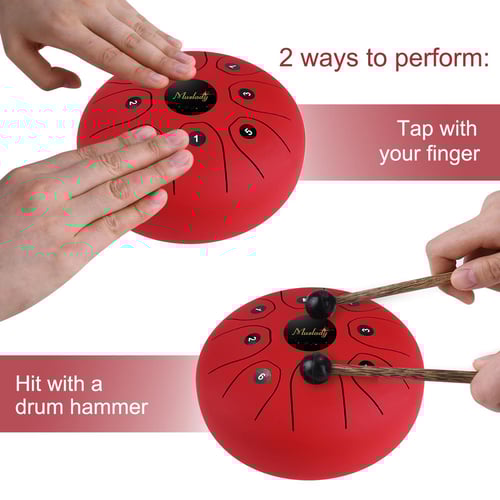 Muslady 5.5inch Mini 8 Tone Steel Tongue Drum C Key Percussion Instrument Hand Pan Drum with Drum buy Muslady 5.5inch Mini 8 Tone Steel Tongue Drum