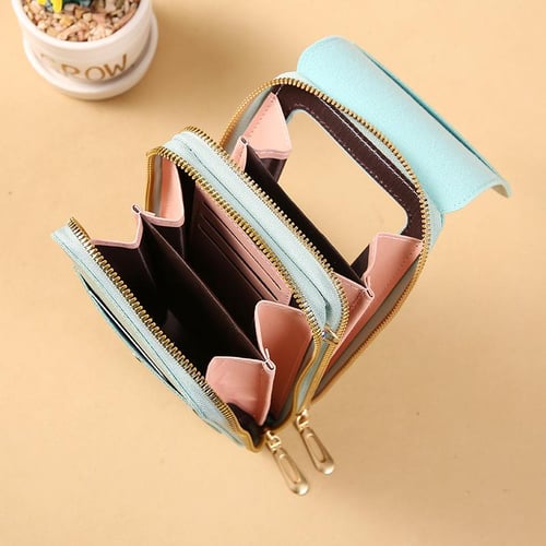 Genuine leather touch screen purse store