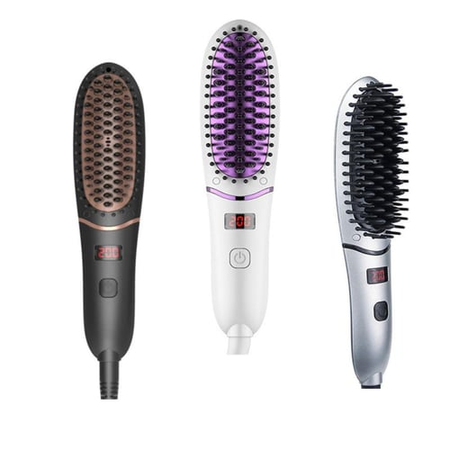 Hair Straightener Brush by MiroPure 2 in 1 Ionic Straightening
