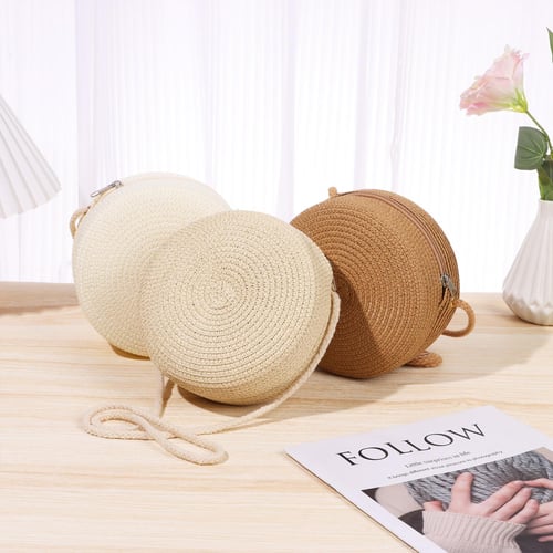 Small round straw bag deals