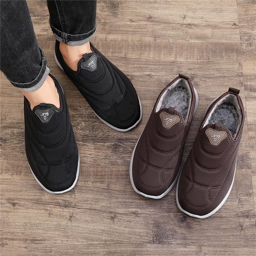 Men Fleece Lined Shoes Winter Snow Boots Cotton padded Slip on