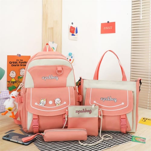 4 piece set Schoolbags For Teenage Girls Cute Print Women Backpack