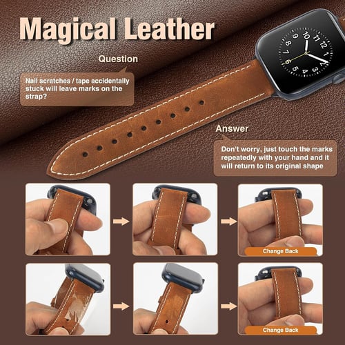 Mens leather apple watch band 42mm clearance