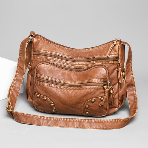 Designer Women Crossbody Bag Vintage Soft Leather Shoulder Bag