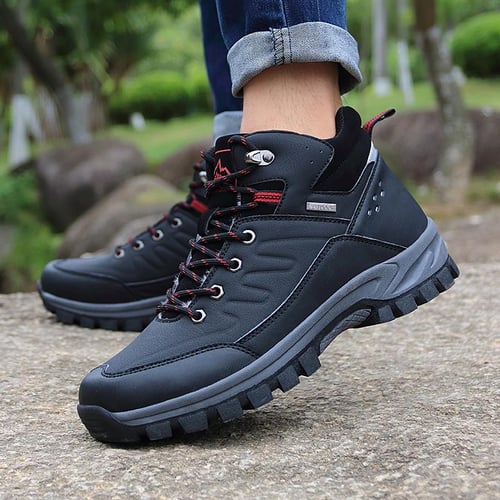 TUINANLE Men Waterproof Ankle Boots Winter Warm Plush Snow Boots