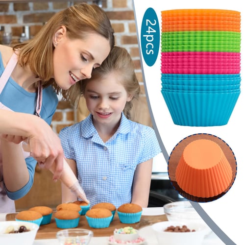 Folulus 24pcs 7cm Silicone Baking Cups Muffin Cupcake Liners Cake