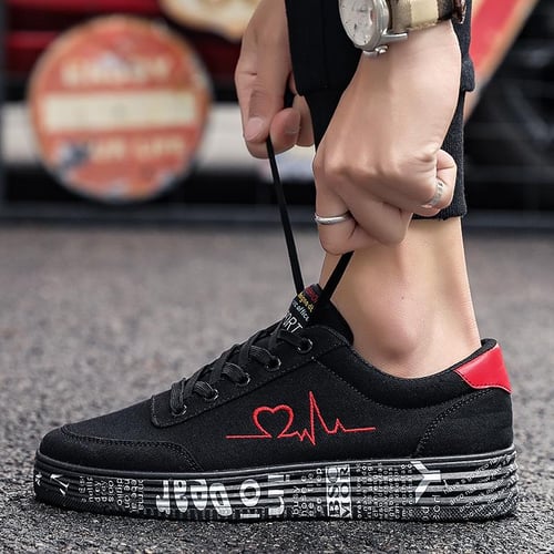 Red best sale canvas flats