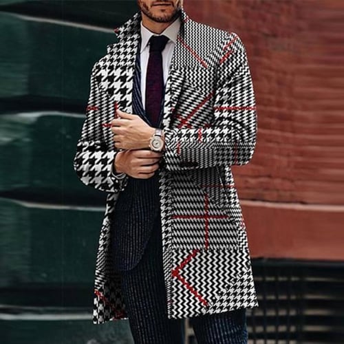 Long plaid coat mens cheap