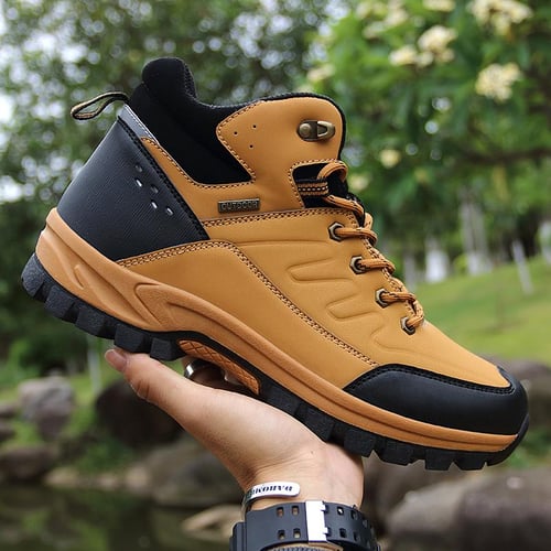 TUINANLE Men Waterproof Ankle Boots Winter Warm Plush Snow Boots