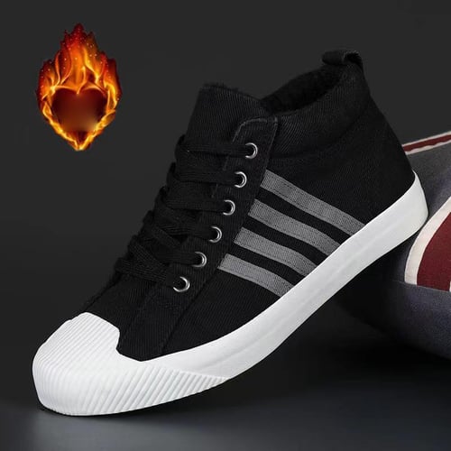 Fur lined canvas sneakers hot sale
