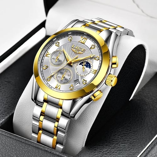 LIGE 2021 New Gold Watch Women Watches Ladies Creative Steel