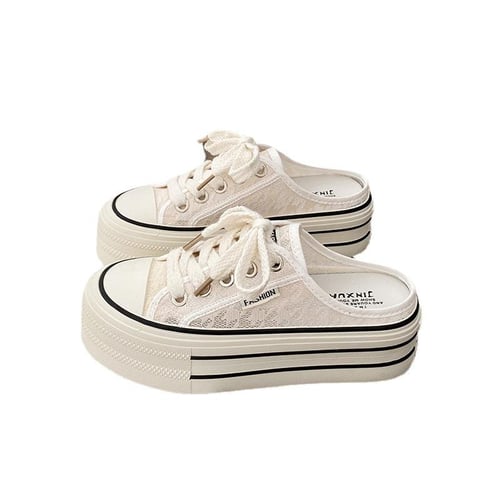 Women s Wide Canvas Sneakers Slip on Canvas Shoes Mules Slide