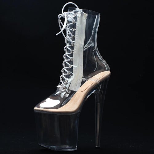 Transparent high heel boots on sale