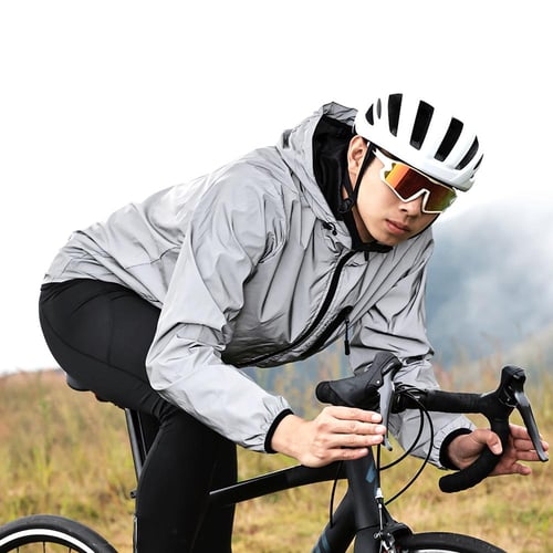 WOSAWE Reflective Hooded Cycling Jacket Noctilucent Bike Riding