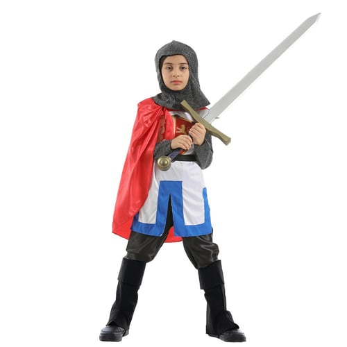 Kids Boys Medieval English Crusader Knight Fancy Dress Costume