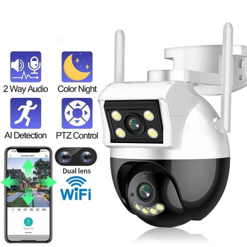 6MP PTZ 2.4Ghz Wifi Camera Outdoor Night Vision Dual Screen Human