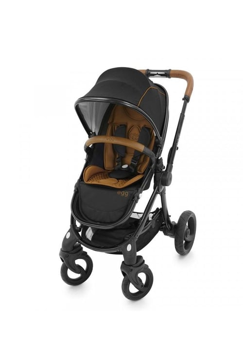 Black leather egg top pram