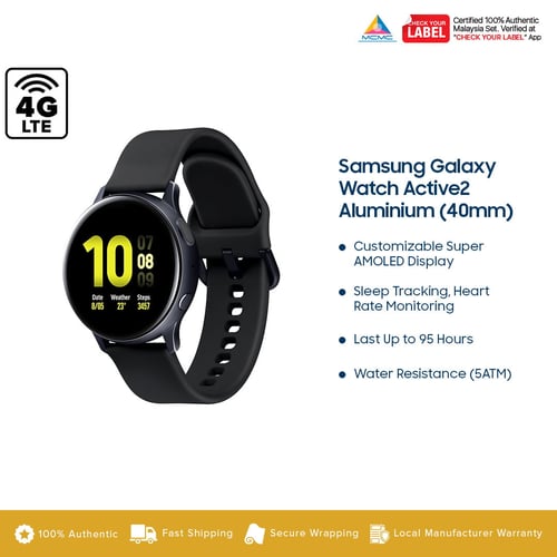 Erl Black Aluminum Galaxy Watch Active 2 Bluetooth 44 Mm