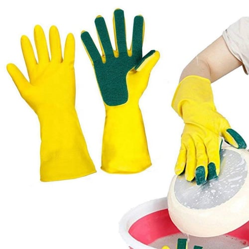 Washing up gloves with sponge fingers sales