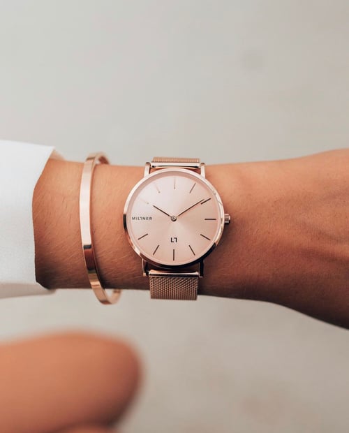 Millner Watch 39 mm Abbey Gold Cuff in Rose Gold buy Millner