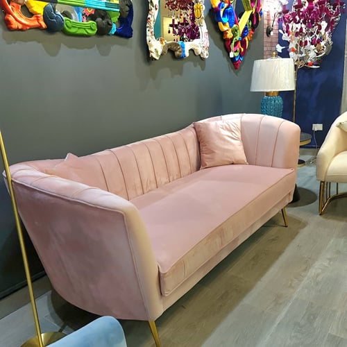 Blush deals tufted sofa