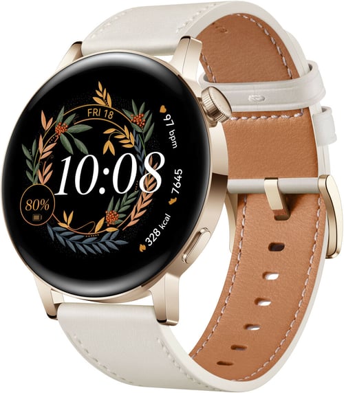 Huawei Watch GT 3 42mm Elegant Light Gold White Leather Strap