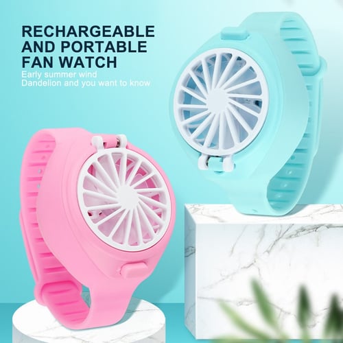 USB Rechargeable Fan Wrist Fan With Strap Mini Portable Watch-Shaped Fan Outdoor 