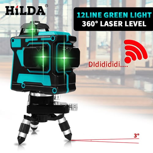 3D 12 Line Green Light Laser Level Horizontal Vertical Cross Auto Self Leveling 
