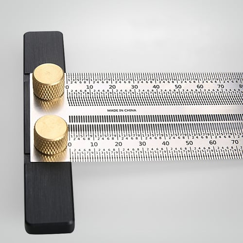 Woodworking Marking T-Rule Scale Ruler T-Type Hole Ruler Stainless Scribing Mark