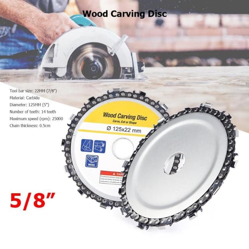 5" 14 Tooth/4" 22 Tooth Angle Grinder Disc Saw Chain Wood Carving Cutting Tool