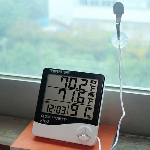 Indoor Outdoor Thermometer Alarm Clock, Digital Outdoor Thermometer And Clock