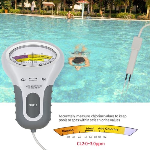 Water Quality PH/CL2 Chlorine Tester Level Meters Fits Swimming Pool SPA Hot Tub 