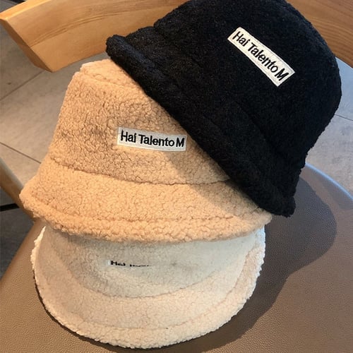 New Fashion Autumn Winter All-Match Bucket Hat Lamb Wool Fisherman Hat Solid Color Hat Accessories Vintage Lamb Cap Lovely Plush Bucket - buy New Fashion Autumn Winter All-Match Plush Bucket