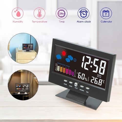 Led Back Light Indoor Weather Station, Alarm Clock With Temperature And Humidity