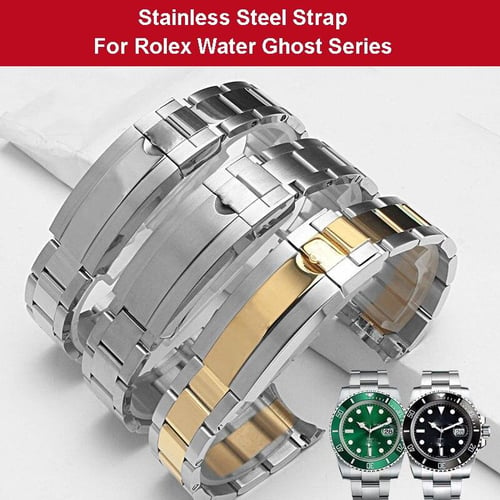 20mm 21mm Metal Watch Band For Rolex Water Ghost Series Silver