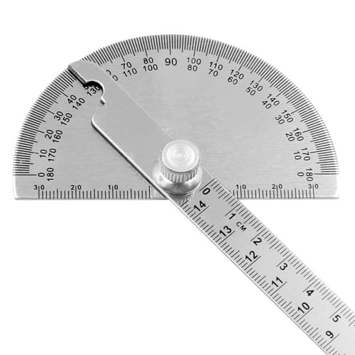 Stainless Steel 180 Protractor Angle Meter Measuring Ruler Rotary