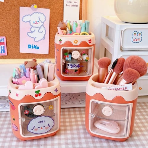 Kawaii Drawer Desktop Storage Box With Sticker Cute Student