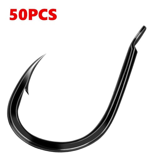 50pcs Fishing Hooks Set Coating High Carbon Stainless Steel Barbed