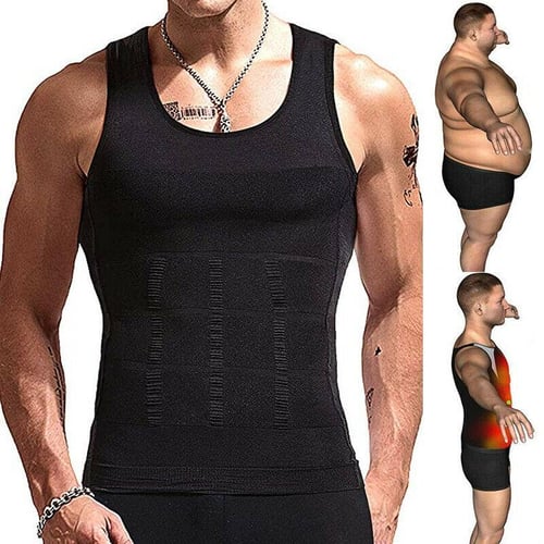 Men's Chest Compression Shirt Slim Tummy Belly Body Shaper Shirt