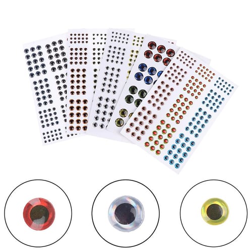 3D-Holographic Fishing Lure Eyes For Fly Tying Stickers 6mm, 8mm, 10mm,  12mm 