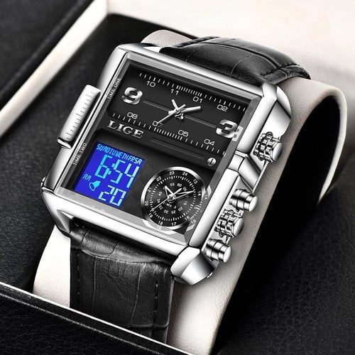 Lige 2021 new fashion mens watches with stainless steel top brand luxury online sports chronograph quartz watch men relogio masculino