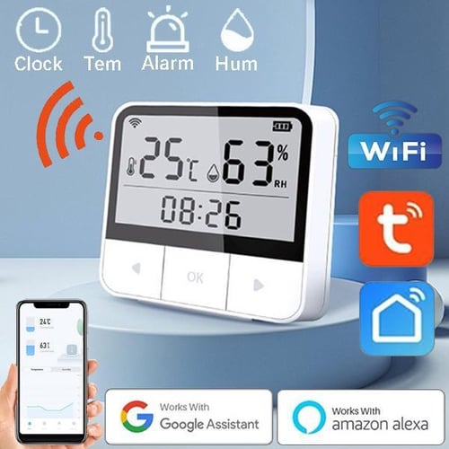 Tuya WiFi Smart Thermometer Hygrometer LCD Digital Clock
