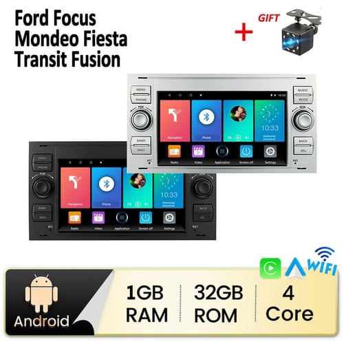 Cheap 2 DIN Android Car Radio Multimedia Player Stereo For Ford Focus 2007  Mondeo S-max C MAX Kuga Galaxy Fiesta Transit Fusion Carplay BT GPS Wifi  2+32GB